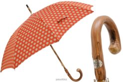 Umbrella | NZ PASOTTI Men 142 Esag-9 CR - Hexagon Print Fabric Umbrella, Chestnut Handle VB8JV151