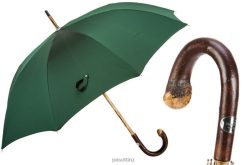 Umbrella | NZ PASOTTI Men 142 Pto CN9 CBR - Dark Green Wooden Umbrella with Red Dots VB8JV142