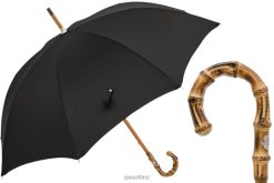 Umbrella | NZ PASOTTI Men 476F Oxf-18 B - Oxford Black Umbrella with Bamboo Handle VB8JV101