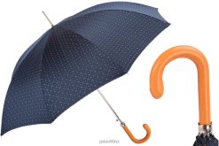 Umbrella | NZ PASOTTI Men 478 51404-2 P - Tie Print Umbrella with Orange Leather Handle VB8JV152