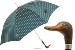 Umbrella | NZ PASOTTI Men 478 Bruce-5 114 - Striped Umbrella with Duck Handle VB8JV132