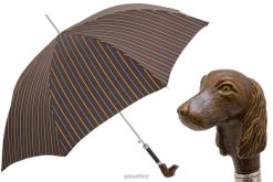 Umbrella | NZ PASOTTI Men 478 Bruce-7 115 - Striped Umbrella with Dog Handle VB8JV149