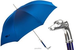 Umbrella | NZ PASOTTI Men 478 Oxf-8 W39PB - Blue Umbrella, Silver Greyhound Handle VB8JV80