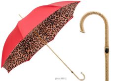 Umbrella | NZ PASOTTI Unisex 189 5A488-92 P5 - Red Leopard Print Umbrella, Double Cloth VB8JV417