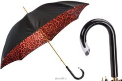 Umbrella | NZ PASOTTI Unisex 189 90115-2 G15 - Red Leopard Print Umbrella, Double Cloth VB8JV408