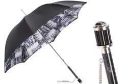 Umbrella | NZ PASOTTI Unisex 189N TigerPatch-6 S11 - Black and White Animalier Umbrella, Double Cloth VB8JV426