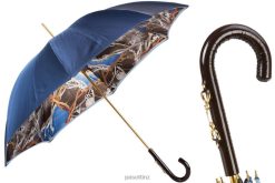 Umbrella | NZ PASOTTI Women 189 58152-1 D33 - Navy Umbrella with Bridles Print, Double Cloth VB8JV463