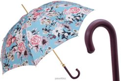 Umbrella | NZ PASOTTI Women 20 9A436-6 P - Flowered Umbrella with Burgundy Leather Handle VB8JV330