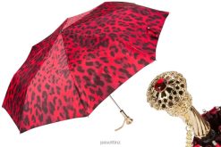 Umbrella | NZ PASOTTI Women 257 52417-21 P14 - Black and Red Animalier Folding Umbrella VB8JV620