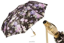 Umbrella | NZ PASOTTI Women 257 52693-70 P13 - Dark Flowered Folding Umbrella VB8JV609