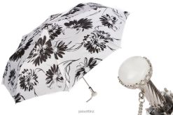 Umbrella | NZ PASOTTI Women 257 56799-1 A29 - Black and White Flowered Umbrella VB8JV588