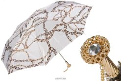 Umbrella | NZ PASOTTI Women 257 58002-9 S15 - Chains Print White Folding Umbrella VB8JV616