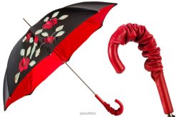 Umbrella | NZ PASOTTI Women 343N Plat-26 Plat-34 A35 - Spanish-Feel Umbrella with Red Roses Applications, Double Cloth VB8JV537