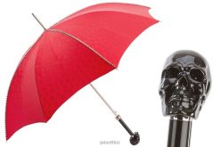 Umbrella | NZ PASOTTI Women 416NT PRT W33ne - Red Umbrella with Studs and Black Skull Handle VB8JV530